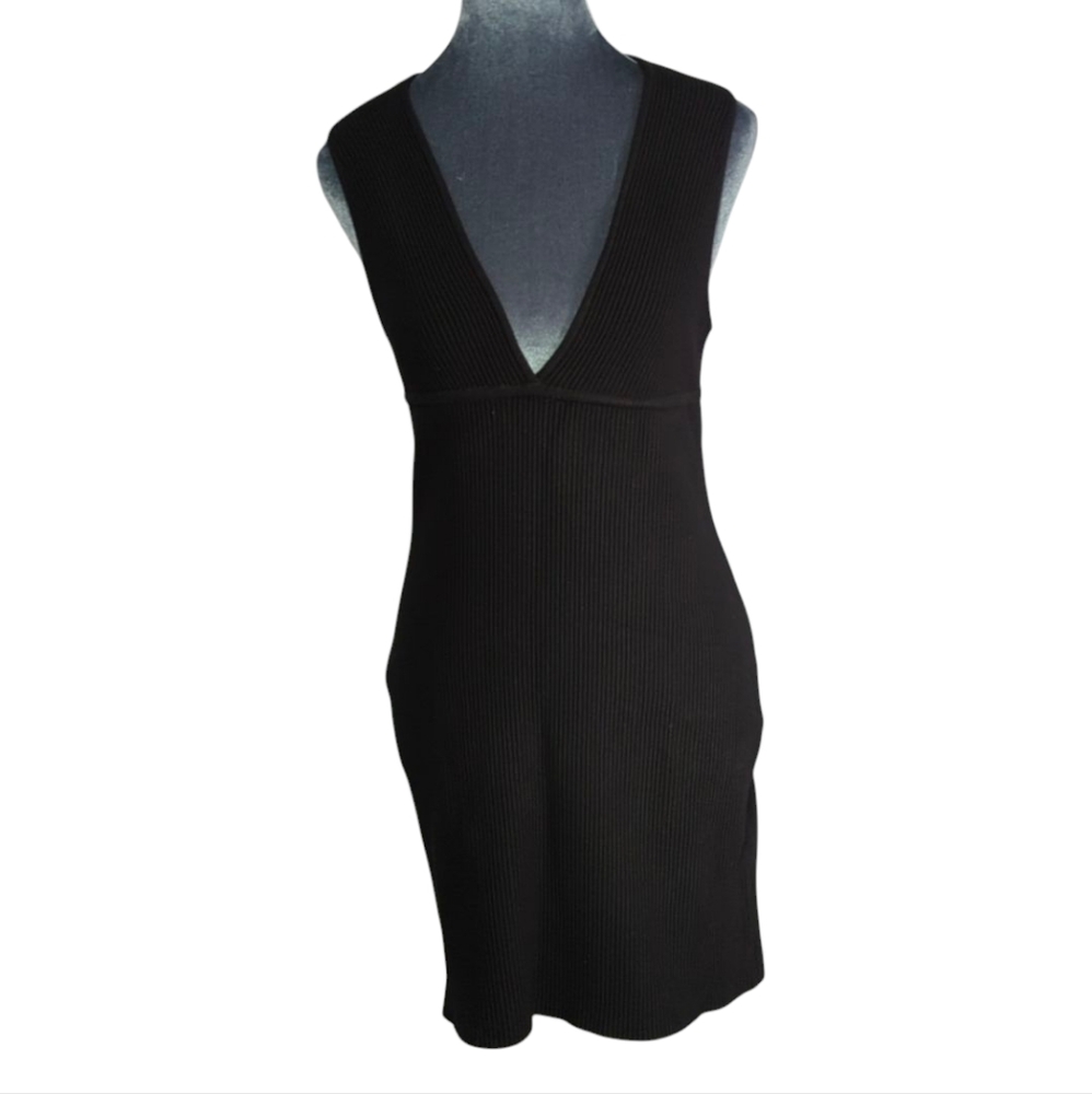 House of Harlow 1960 Luxe Essentials Black Ribbed Bodycon Dress Size S